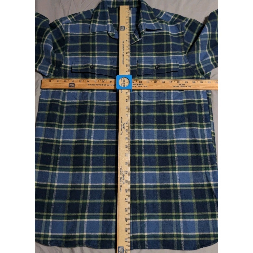 L.L.Bean Traditional Fit Flannel Shirt Men's MT Tall Blue Green Plaid Cotton - Picture 4 of 5